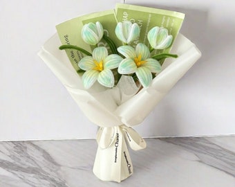 Lily & Tulip Bouquet, Velvet Flower Bunch, Chenille Everlasting Flower, Custom Color Flower Bouquet, Gift for Valentines Day/Anniversary
