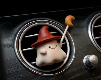 Ghost Witchy Car Air Freshener Vent Clips, Spooky Wooden Art, Cute Car Interior Accessories for Women Men Teens, Halloween Car Decor Gift