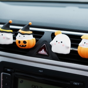 Ghost Doll Car Diffuser, Pumpkin/Wizard Hat Goth Car Air Freshener, Car Vent Clip, Cute Car Accessories for Women/Teen, Halloween Car Decor
