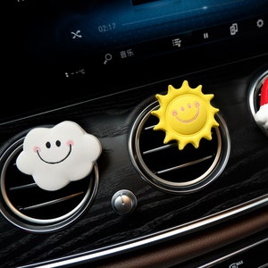 3Pcs Sun/Rainbow/Cloud Car Vent Clip, Cute Smiley Weather Car Air Freshener, Car Interior Accessories for Women/Teens, Kwaii Car Decor