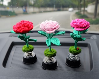 Crochet Heart Plant Car Dashboard Decor, Heart-shaped Flowers Car  Accessories for Women, Cute Car Accessories Interior, Car Air Freshener -   Israel