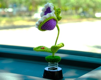 Crochet Cannibal Flower Car Accessory, Cute Bobblehead Plant Car Dashboard Decor, Anime Car Accessories Interior, Car Air Freshener