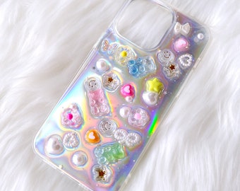 Bling Gummy Bear/Daisy 3D Phone Case, Resin Phone Case, Glitter iPhone Case, Cute Phone Case for iPhone 12/13/14/15 Pro Max, OnePlus, Galaxy
