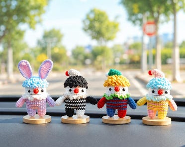 Crochet Clown Car Dashboard Accessories, Goth Car Accessories