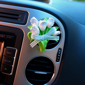 Flower Bouquet Car Vent Clip, Kawaii Tulip Bouquet Air Freshner, Cute Car Interior Accessories for Women, Boho Car Decor, Gifts for Her