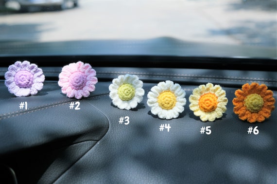 4 Deodoranti Per Auto A Forma Di Fiore Margherita Viola, Con Clip Per Bocchette E Ricariche Profumate, Decorazione Auto - 2