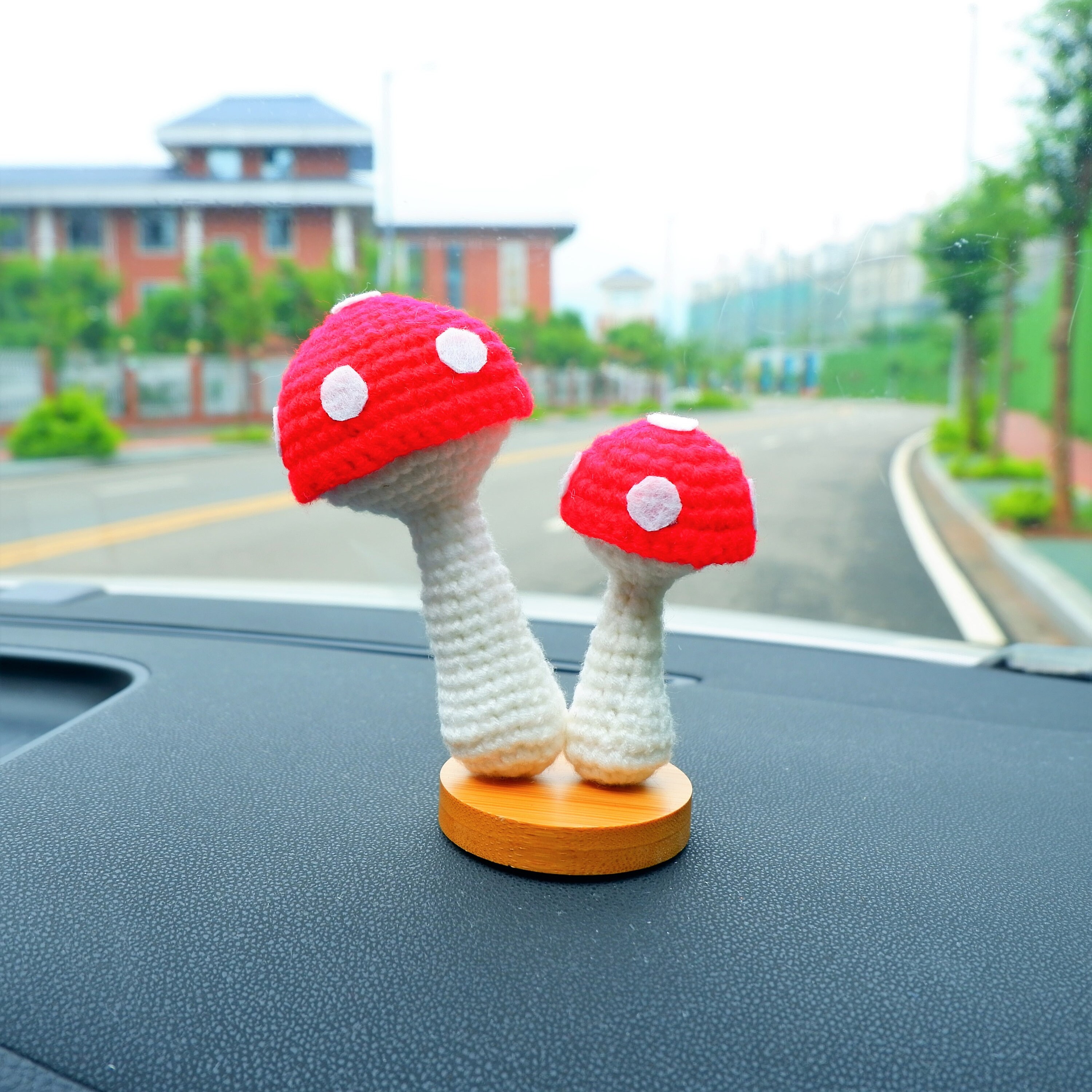 Cute Mushroom Car Dashboard Decor Crochet Mushrooms Car Etsy