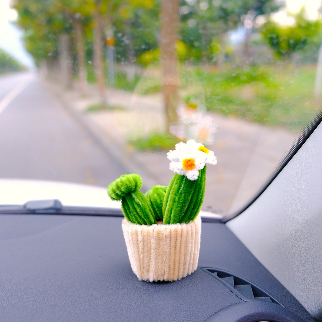 Dashboard Cactus Decor Cute Succulent Car Ornaments - Simulated Cactus Dashboard Decor For Rear View Mirror Resin Cactus Decor