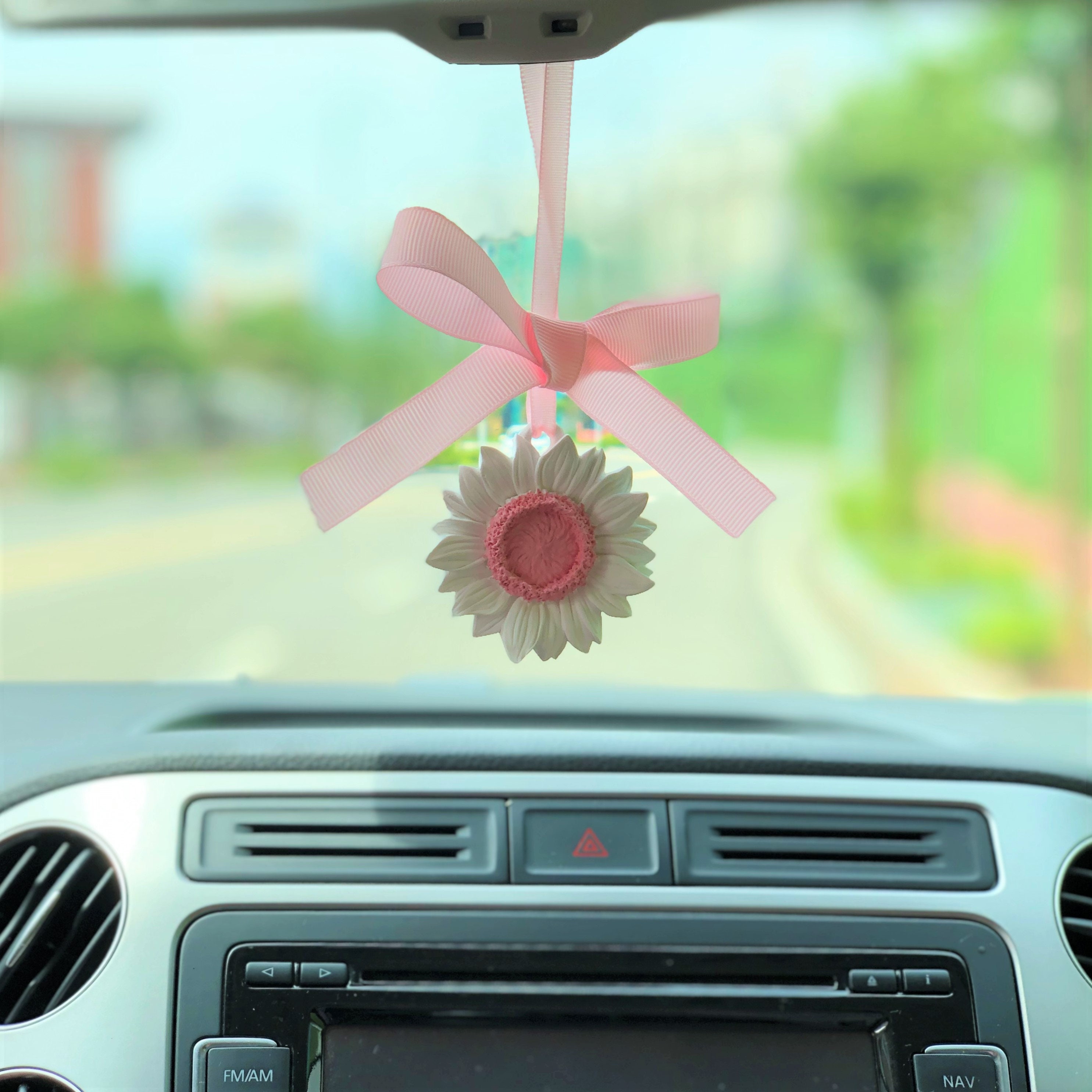 Sunflower Car Mirror Hanging Accessory, Cute Rear View Mirror Accessories,  Car Air Freshener Hanging, Boho Car Interior Accessory for Women 