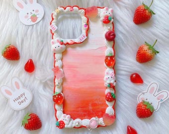 デコデンスマホケース、いちごうさぎスマホケース、かわいい3D