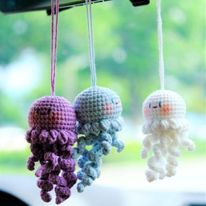 Crochet squirrel with nuts cute car charm, Rear view mirror women's  accessories, backpack pendant