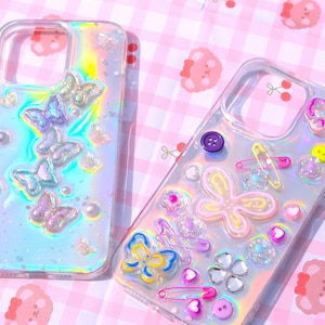 Bling Schmetterling Handyhülle, Resin klare Handyhülle, verzauberte Handyhülle, kundenspezifische 3D Handyhülle für iPhone 12/13/14/15/16 Pro Max, Galaxy