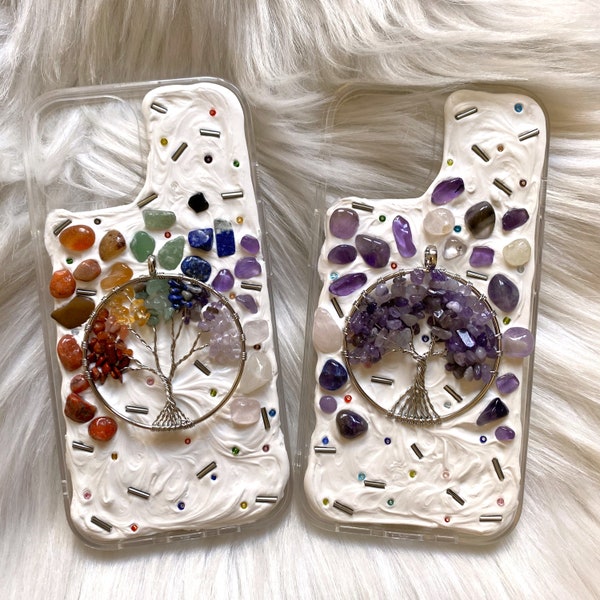 Decoden Mosaic Phone Case, Crystal Phone Case, Tree of Life 3D iPhone Case, Custom Phone Case for iPhone 13/14/15 Pro Max, One Plus, Galaxy
