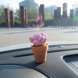 Crochet Succulent Car Accessory, Succulent Plants Car Dashboard Decor, Cute Car Accessory for Women, Office Desk Decor, Crochet Flower Pot