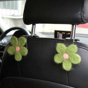 Set of 2 Car Hooks, Wool Felt Flower Car Hanger, Car Seat Purse Hanger, Car Seat Gap Organizer, Car Headrest Hook, Car Accessories for Women