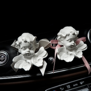 Sleeping Angel Car Vent Clip, Plaster Angel with Wings/Bow Car Air Freshener Diffuser, Cute Car Accessory for Women, Christian Car Decor