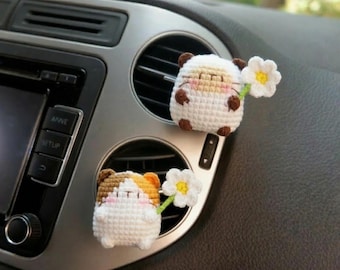 Crochet Cat Car Vent Clip, Car Air Freshener Diffuser, Anime Car Accessories, Cute Girly Car Accessories for Women/Teens