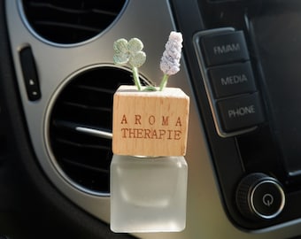 Micro Crochet Sunflower/Daisy/Rose/Lavender Car Diffuser, Car Plant Vent Clip Air Freshener, Flower Car Diffuser Bottle, Cute Car Accessory
