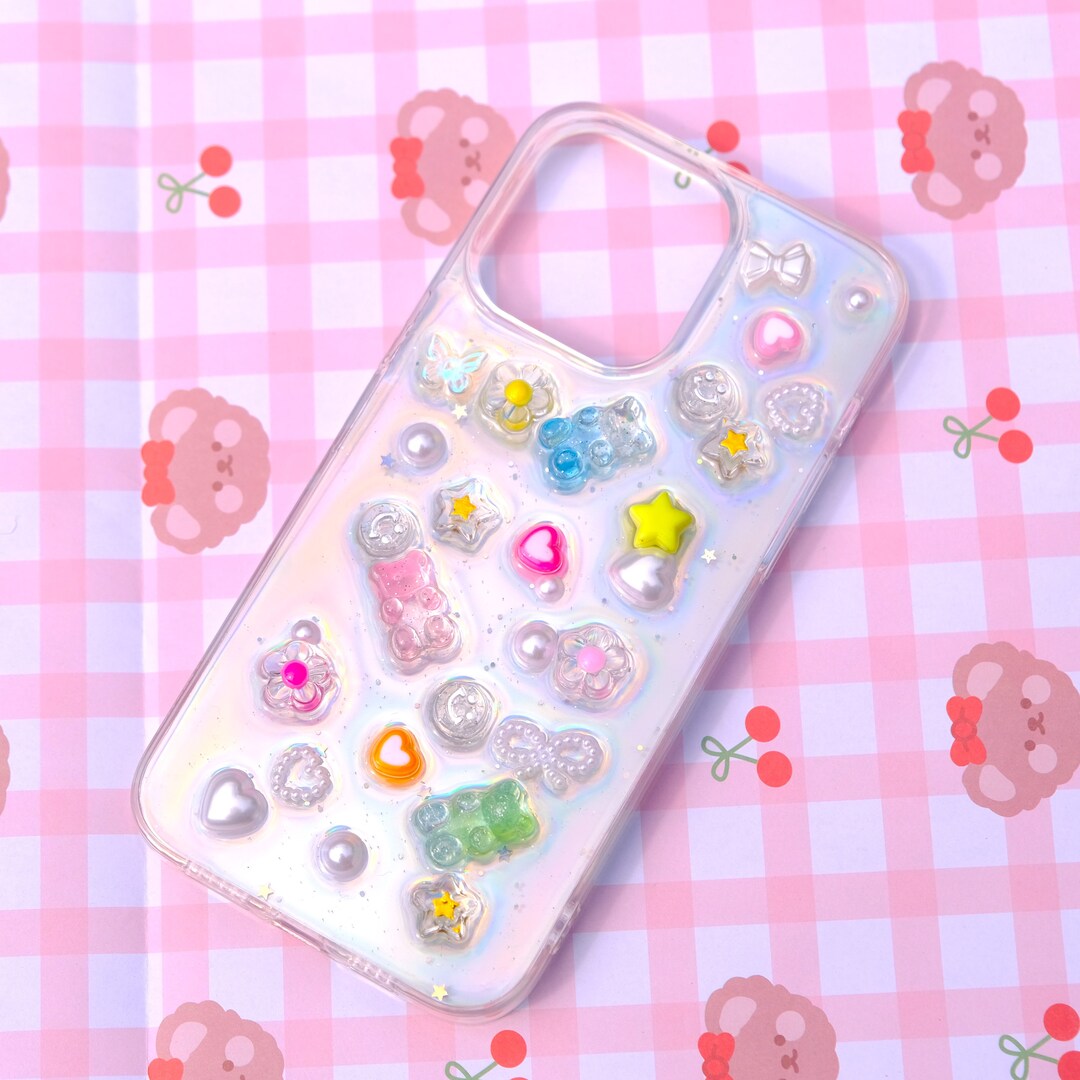 Bling Gummy Bear/daisy 3D Phone Case, Resin Phone Case, Glitter iPhone