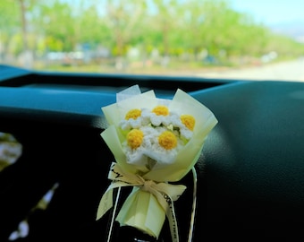 Buy Crochet Flower Bouquet Car Vent Clip, Daisy Bouquet Car Air