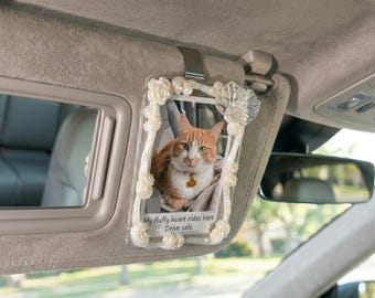 Car Visor Photo Holder for Instax Mini & Small Photo, Baroque Decoden Magnetic Photo Frame, Cute Car Interior Accessories, Pet Memorial Gift
