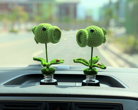 Crochet Pea Shooter Bobblehead Car Accessories, Car Plant Dashboard Decor,  Cute Car Interior Accessory for Women/teens, Car Air Freshener -   Finland