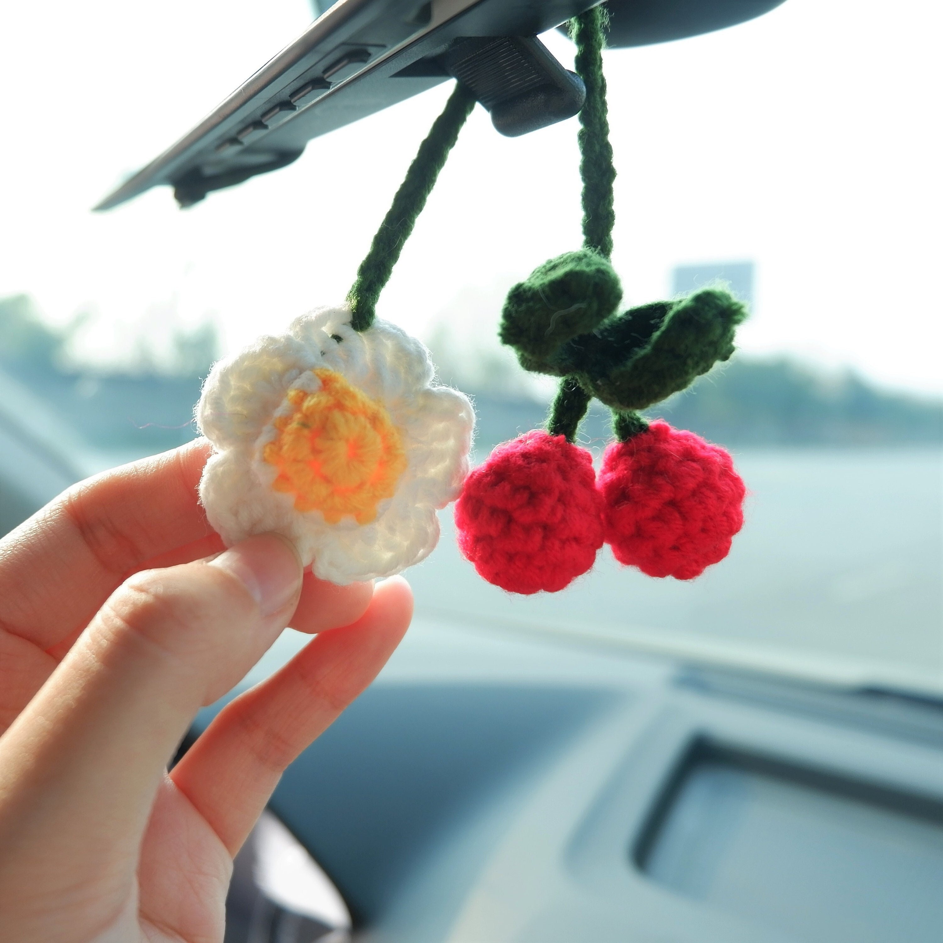 2Pcs Crochet Daisy Car Hanging Accessories – GFSISARTY