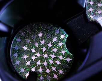 Resin Car Coaster Set, Luminous Hexagram/Star Coasters, Glitter Car Coasters, Cute Car Accessory for Women, Car Interior Decor