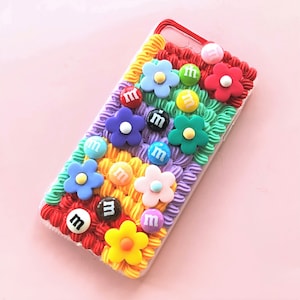 Custodia per telefono Decoden, custodia per telefono con margherita arcobaleno, custodia per telefono con fiori 3D, custodia per telefono con panna montata per iPhone 13/14/15/16 Pro Max, Google, Samsung