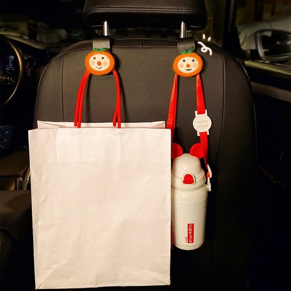 Set of 2 Car Seat Hook, Cute Wool Felt Tomato Car Headrest Hanger, Car Seat Purse Hooks, Boho Car Accessories for Women, Christmas Car Gift