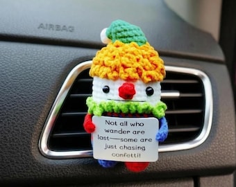 Emotional Support Car Vent Clip, Crochet Animals Clown Cow Frog Car Air Freshener, Custom Thank You Card, Friendship Gift, Mother's Day Gift