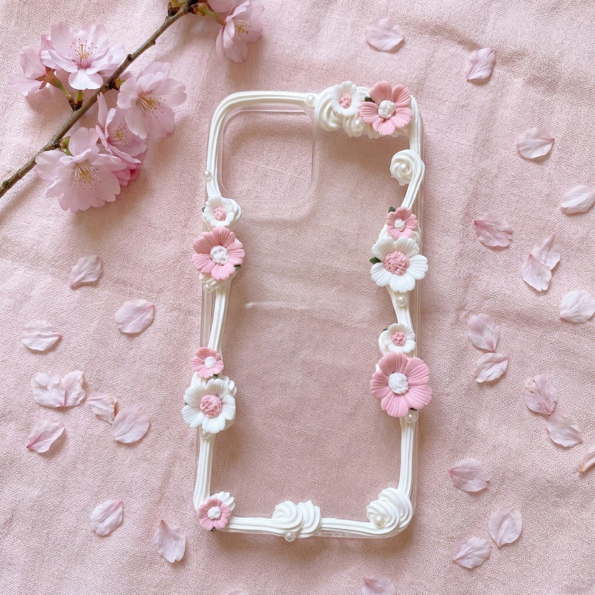 Decoden Phone Case, Cherry Blossom Floral Phone Case, 3D Clear