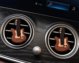 Wood Electric Guitar Car Air Freshener, Tele Car Vent Clip Essential Oil Diffuser, Musician Car Gift, Unique Car Interior Accessories