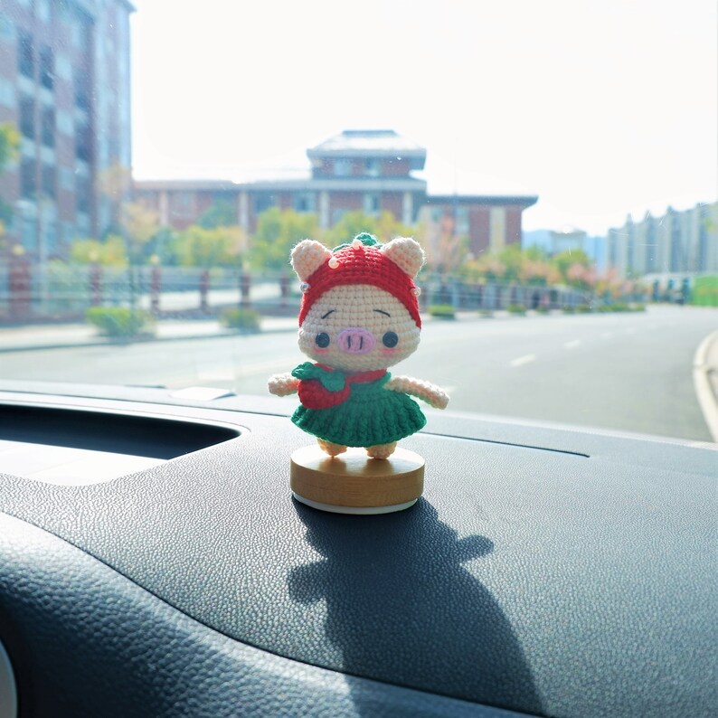 Cute Car Dashboard Accessories Crochet Piggy Doll Car Etsy