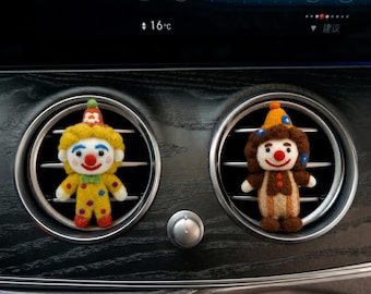 Wool Felt Clown Car Vent Clips, Jester Car Air Freshener Diffuser, Cute Car Accessories for Women/Teen/Men, Halloween Car Interior Decor