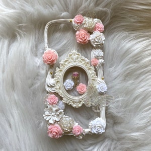 Custom Decoden Phone Case, Rose Gold Flower Phone Case, Baroque Aesthetic Phone Case, Floral Phone Case for iPhone 14/15/16 Pro Max, Galaxy