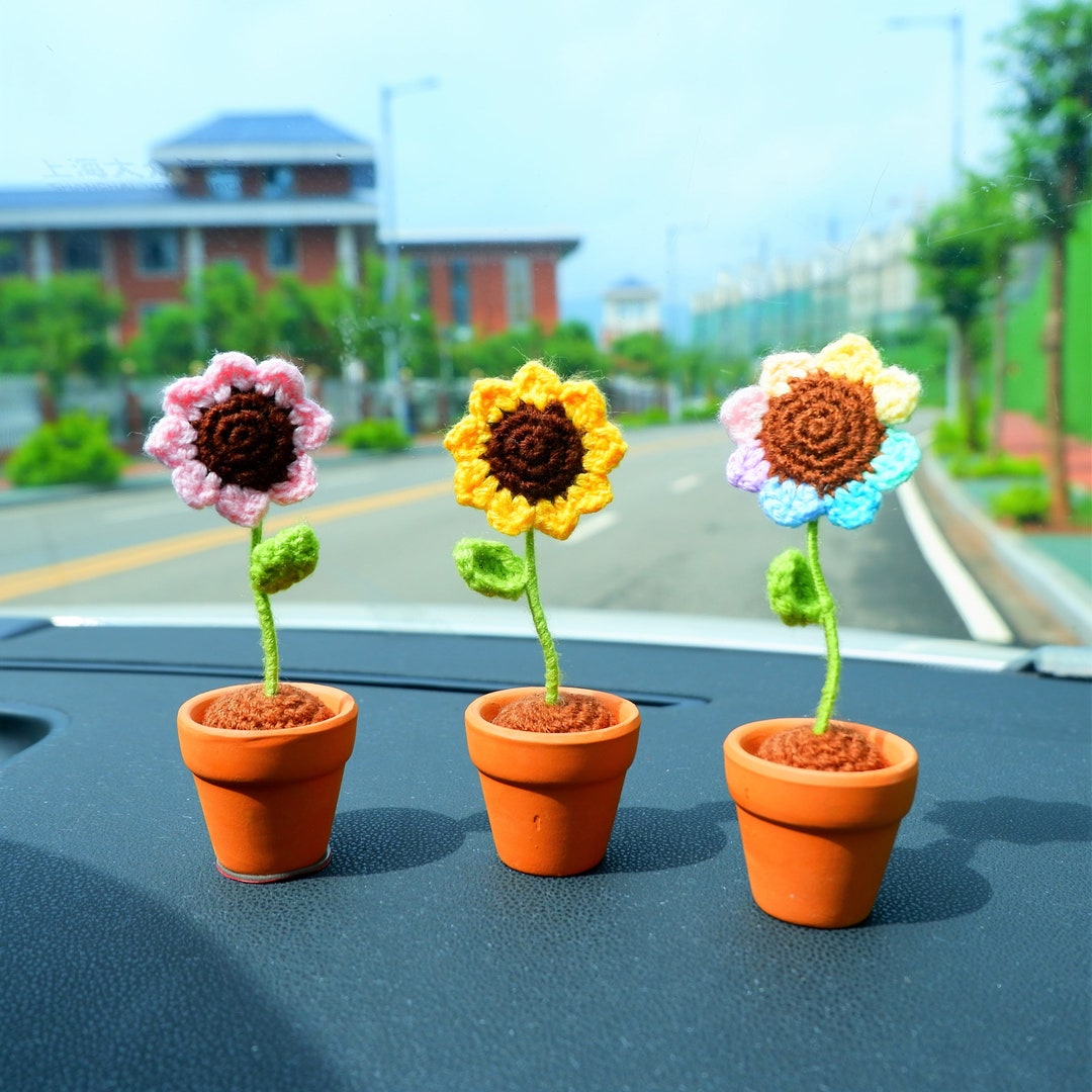 2PCS Boho Flower Cup Holder Coasters for car, Retro Car Decorations, Aesthetic  Car Accessories for Women