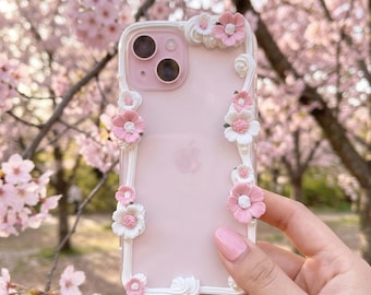 Etui na telefon Decoden, etui na telefon z motywem kwiatów wiśni, przezroczyste etui 3D na iPhone'a 11/12/13/14/15/16/17 Pro Max, Galaxy, Sakura