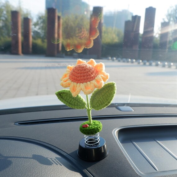 Sunflower Car Dashboard Decoration Crochet Sunflower Car Etsy