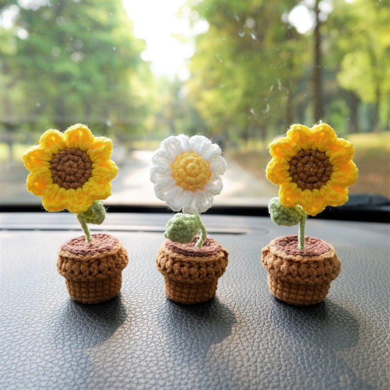 3pcs/2pcs Mini Sunflower/daisy Flower Car Accessories Cute Etsy