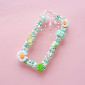 Custom Decoden Phone Case, Daisy/Food Phone Case, 3D Phone Case, Kawaii Whipped Cream Phone Case for iPhone 14/15/16 Pro Max, Galaxy
