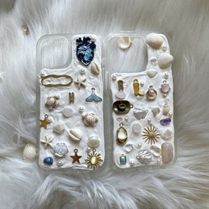Coque de portable Decoden, coque de portable mosaïque, coque de portable tortue/cristal/coquillage avec initiales, coque personnalisée avec nom pour iPhone 15/16 Pro Max, galaxie