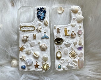 Decoden Initial Phone Case, Monogram Phone Case, Turtle/Crystal/Seashell Phone Case, Name Phone Case for iPhone 12/13/14/15/16/17, Samsung