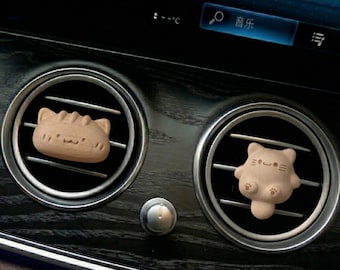 Wood Cat Car Air Freshener, Cute Car Vent Clips, Kitten Car Essential Oil Diffuser, Cat Lover Car Gift, Girly Car Accessories for Women