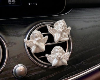 Cherub Car Vent Clip Set of 3, Angel with Wings/Pearl Car Air Freshener Diffuser, Pearlescent Car Accessories for Women, Cute Car Decor