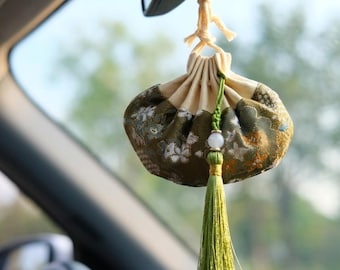 Embroidery Sachet Car Hanging Accessories, Lavender/Rose/Floral Car Rear View Mirror Charm, Cute Interior Car Accessories for Women/Girls