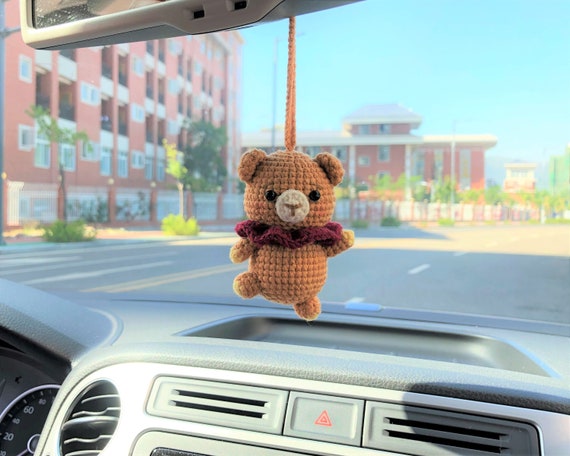 Dancing Bear Car Hanging Accessory, Crochet Animals Rear View Mirror  Accessory, Cute Car Accessories Interior, Anime Interior Car Accessory 
