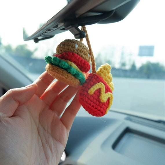Hamburger & Chips Car Mirror Hanging Accessory, Rear View Mirror