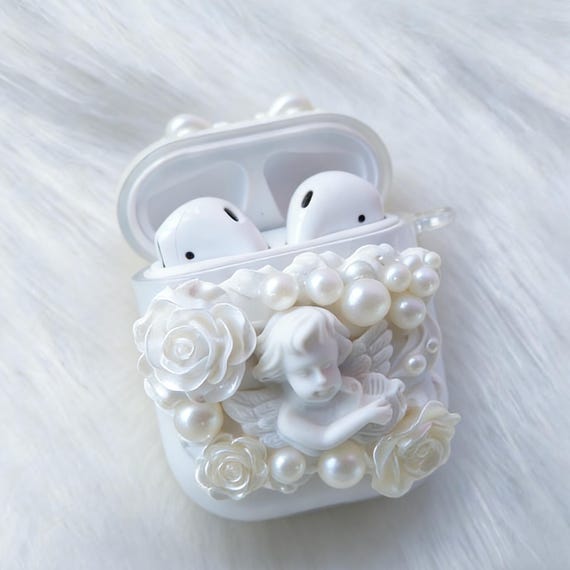 Decoden AirPods Case, Vintage Angel/Pearl/Rose Silicone AirPods Case with Keychain, Custom AirPods Case for Airpods 1/2/3/4/Pro/Pro 2/3