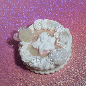 Custom Decoden Contact Lenses Case,  Vintage Angel Contact Lens Container, Baroque Aesthetic Cookie Contacts Case, Gift for Her